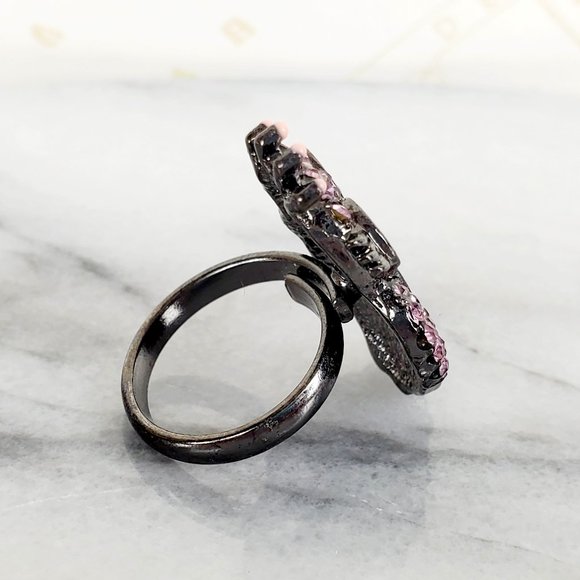 Owl Flower Ring with‎ Crystals - Picture 7 of 10